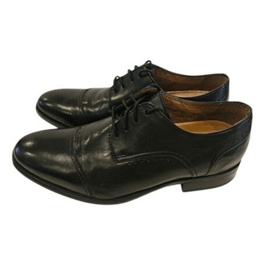 Bostonian Mens Black Leather Cap Toe Oxford Dress Shoes 16326 Size 10 W
